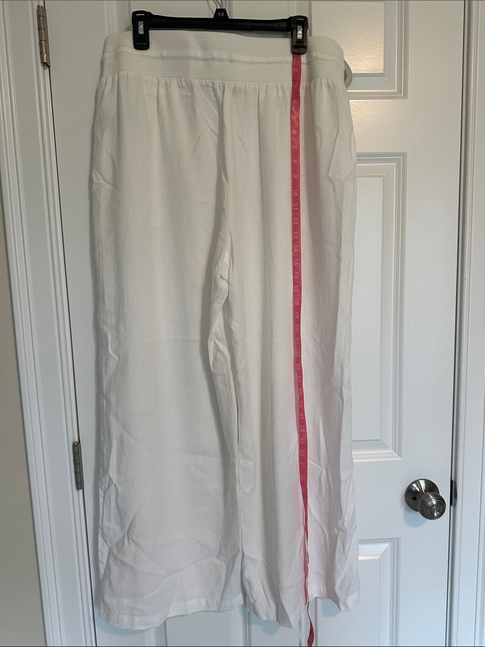 White Linen-Blend Drawstring Pants - Picture 5 of 6